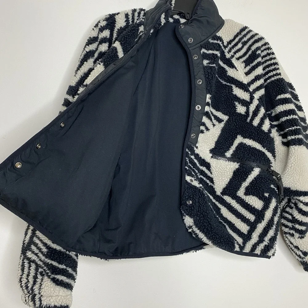 Free People FP Movement Rocky Ridge Sherpa Jacket XS Geo Line Combo Snap Fleece
